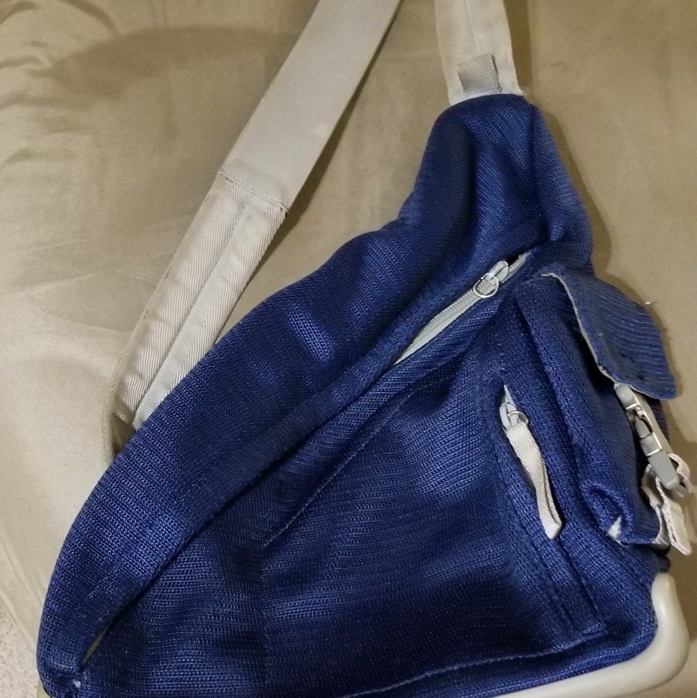Auth Prada navy blue nylon sport sling bag